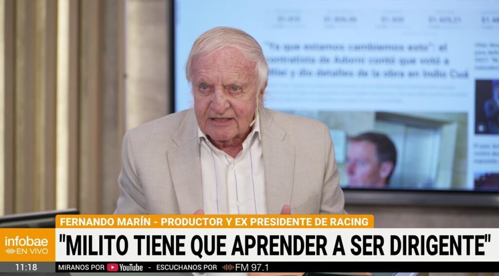 Imagen editorial relacionada con: Fernando Marín cuestionó la gestión de Diego Milito y denunció ingratitud en Racing Club