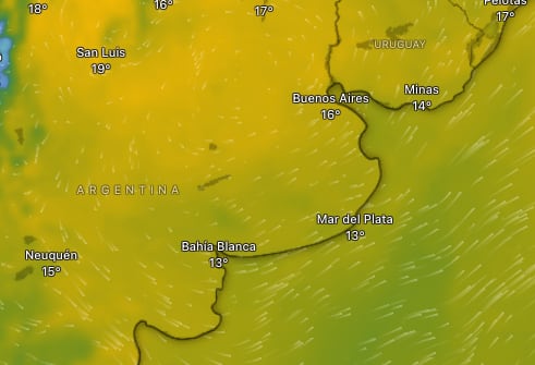 Imagen editorial relacionada con: El Servicio Meteorológico Nacional prevé vientos fuertes y bajas temperaturas para este jueves