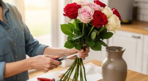 Imagen editorial relacionada con: Técnicas profesionales de floristería permiten conservar rosas frescas por más de una semana en el hogar