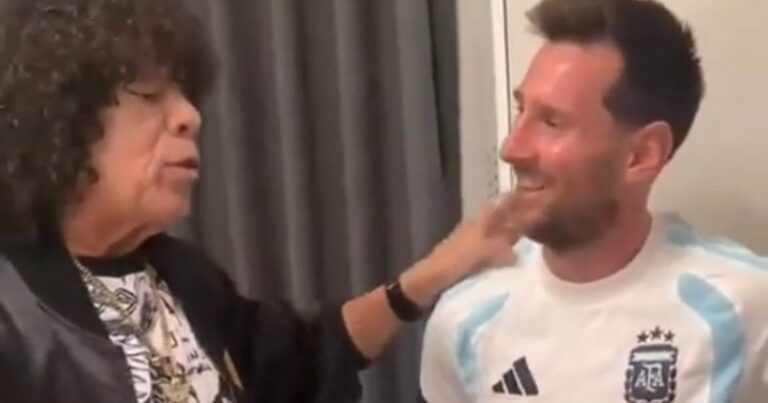 Messi y La Mona Giménez se reunieron en la concentración de la
