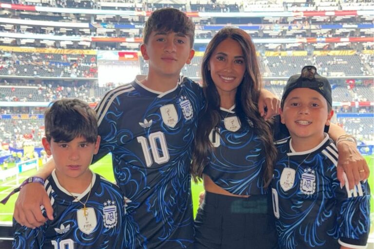 Antonela Roccuzzo mantiene su cábala en el triunfo ante Suiza