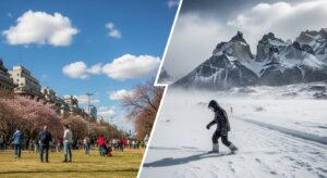 Alerta roja por frío extremo en el sur y clima primaveral en el AMBA
